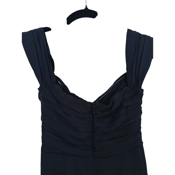 Abercrombie Off Shoulder Ruched Black Midi Dress Small Black Event Cocktail LBD - Picture 9 of 12